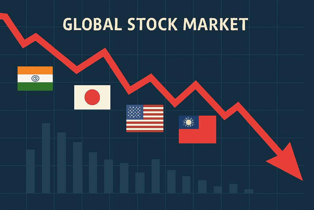 Global stock market volatility graph April 2025 showing Nikkei, Taiex and Indian markets